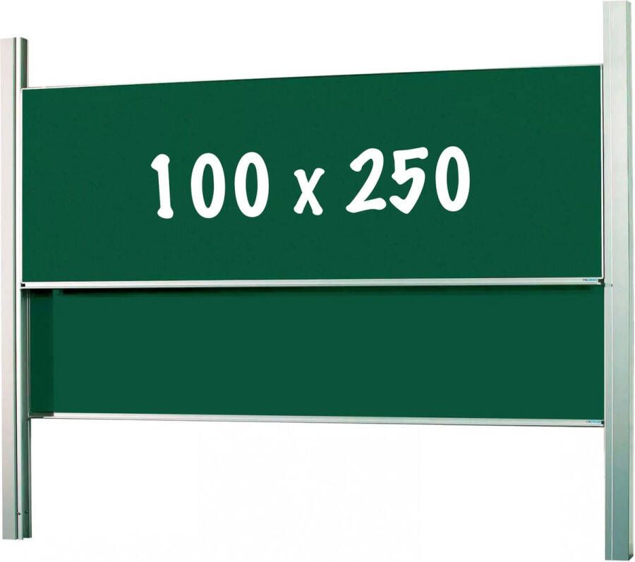 WhiteboardMatch Krijtbord Deluxe In hoogte verstelbaar Dubbelzijdig bord Schoolbord Eenvoudige montage Geëmailleerd staal Groen 250x120cm Vaderdag cadeau