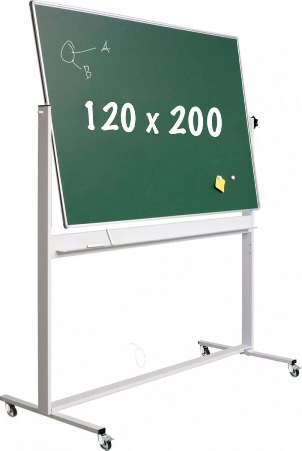 WhiteboardMatch Krijtbord Deluxe Magnetisch Dubbelzijdig Kantelbord Schoolbord Eenvoudige montage Geëmailleerd staal Groen 120x200cm Vaderdag cadeau