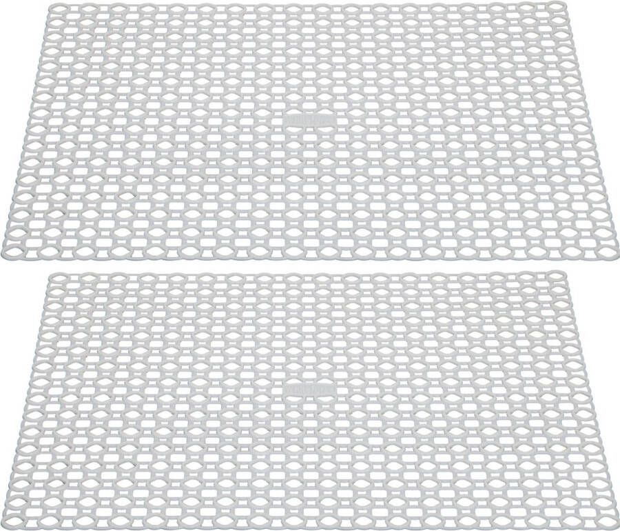 Whitefurze Gootsteenmat spoelbakmat 2x wit kunststof 35 x 35 cm afdruipmat