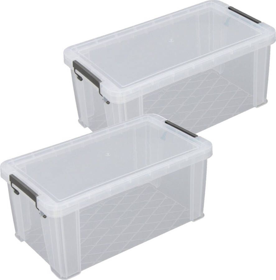 Whitefurze Allstore Opbergbox 2x stuks 7 5 liter Transparant 25 x 19 x 16 cm Opbergbox