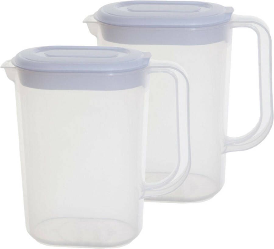 Whitefurze Schenkkan waterkan 2x transparant 1500 ML kunststof 19 x 9 x 20 cm Schenkkannen