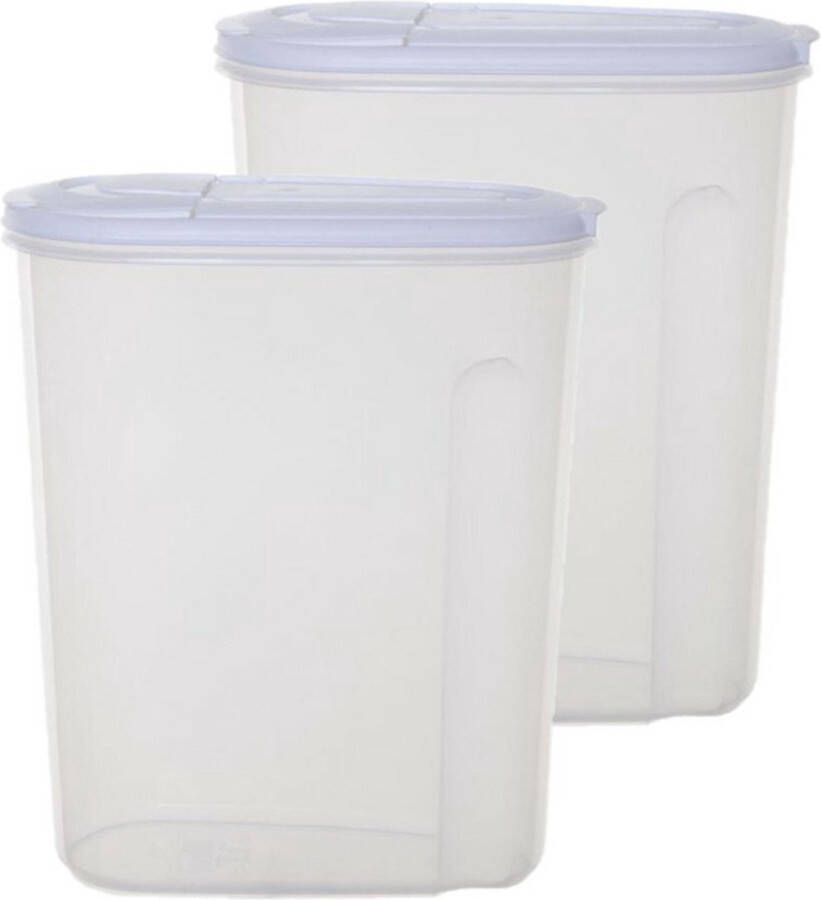 Whitefurze Voedselcontainer strooibus 2x transparant 3 liter kunststof 20 x 10 x 24 cm Voorraadpot