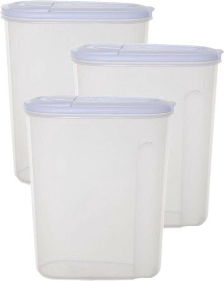 Whitefurze Voedselcontainer strooibus 3x transparant 3 liter kunststof 20 x 10 x 24 cm Voorraadpot
