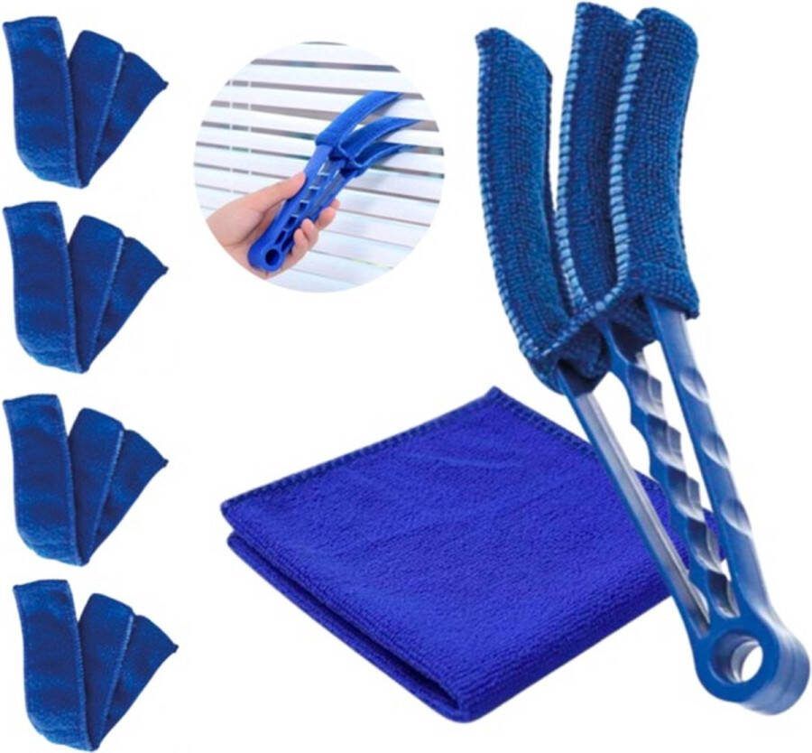 Wholetrader Jaloezie Reiniger met 4 Vervangdoekjes & 1 Microvezeldoek Luxaflex shutters Lamellen Plumeau Jaloezie Reiniger Blauw