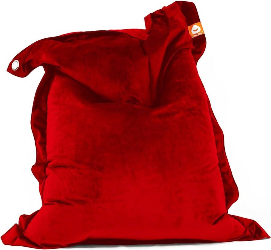 Whoober rechthoek zitzak St. Tropez XL velvet rood Wasbaar Zacht en comfortabel