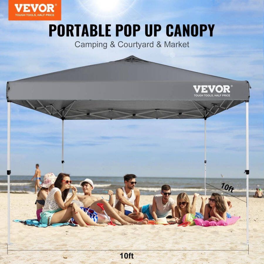Whoopr Easy Up Partytent Pop up tent Opvouwbaar Waterdicht 3x3 m Grijs