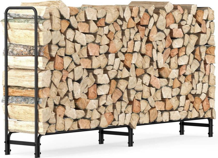 Whoopr Heavy Duty Metalen Brandhoutrek voor Buiten Hout Rek Houtopslag Log Houder voor Haard Terras en Patio Duurzaam Stapelrek voor Brandhout 232.7x34.8x117.8cm