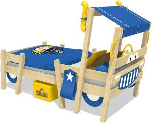 Wickey Kinderbed Eenpersoonsbed Crazy Sparky Pro blauw dekzeil Houten bed 90 x 200 cm