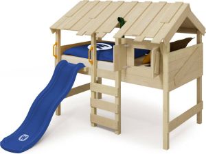 Wickey Kinderbed hoogslaper CrAzY Lagoon met blauwe glijbaan Houten bed 90 x 200 cm