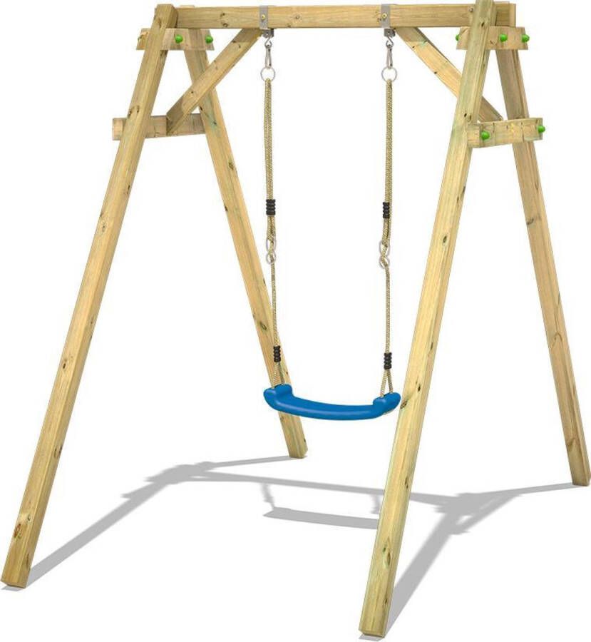 Wickey kinderschommel schommel Smart One blauw- schommel met schommelframe enkele schommel houten schommel voor in de tuin