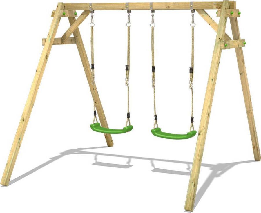 Wickey kinderschommel schommel Smart Move schommel appelgroen & frame hout outdoor schommel dubbele schommel houten schommel voor kinderen in de tuin