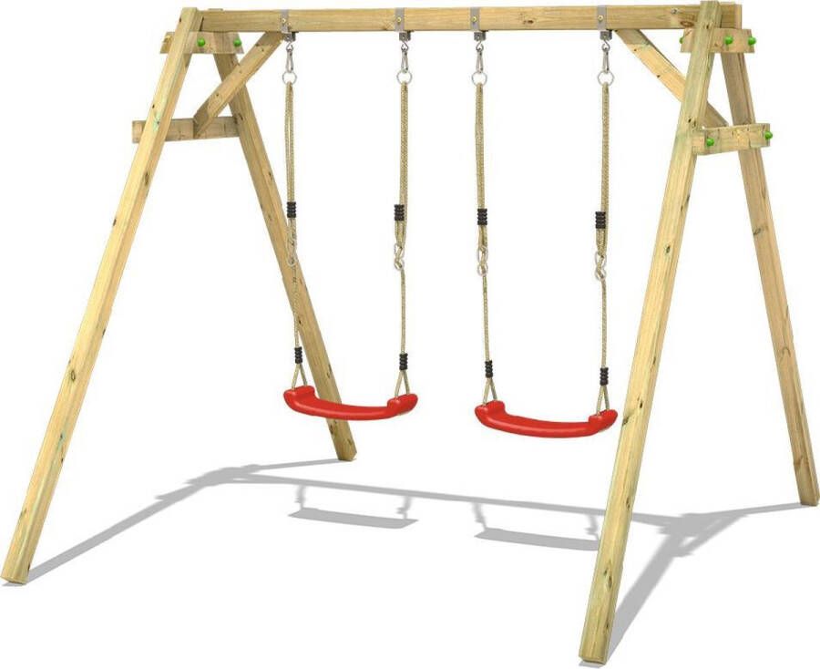 Wickey kinderschommel schommel Smart Move schommel rood & frame hout outdoor schommel dubbele schommel houten schommel voor kinderen in de tuin