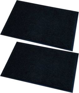 Merkloos Sans marque 2x stuks deurmatten droogloopmatten Memphis zwart 60 x 80 cm Schoonloopmat Inloopmat
