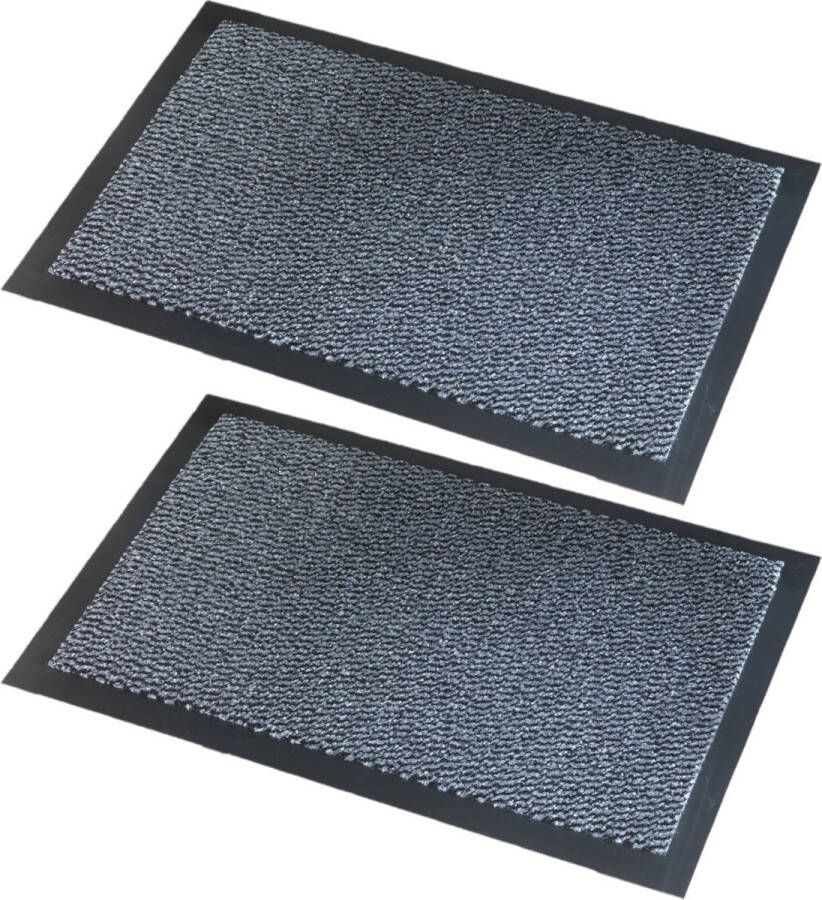 Merkloos Sans marque 2x stuks deurmatten schoonloopmatten Faro zwart grijs 40 x 60 cm Schoonloopmatten Inloopmat