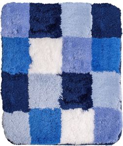 Wicotex Bidetmat 50x60 cm. Acryl blokken wit blauw 6381-2038
