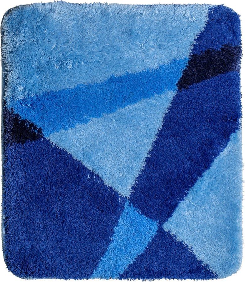 Wicotex Badmat blauw gestreept 60x90cm-Antislip onderkant