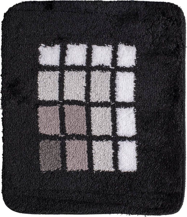 Wicotex Bidetmat zwart met witte blokjes-Antislip onderkant
