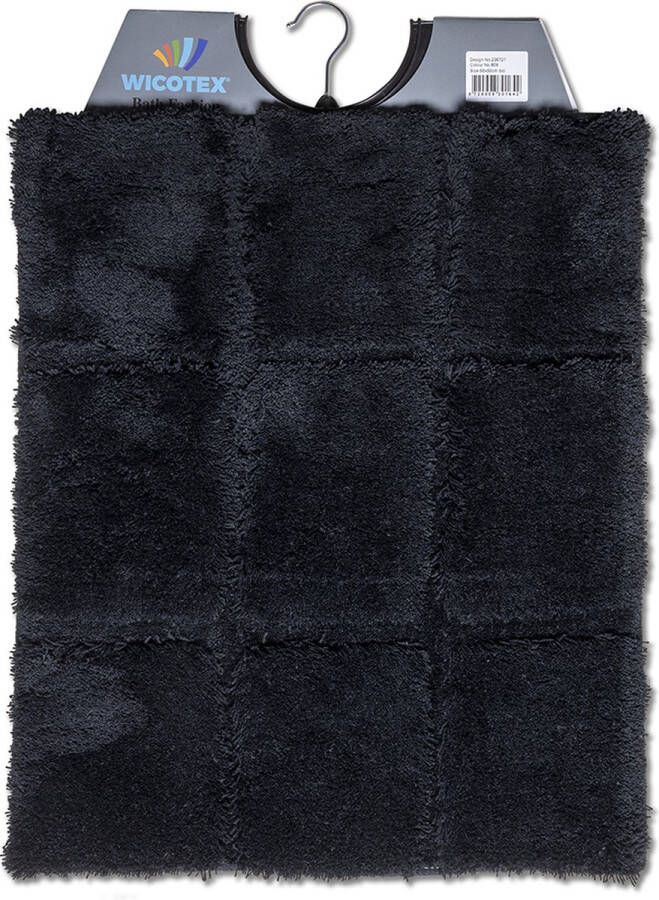 Wicotex Bidetmat WC mat Toiletmat ruit Zwart Antislip onderkant Afmeting 50x60cm