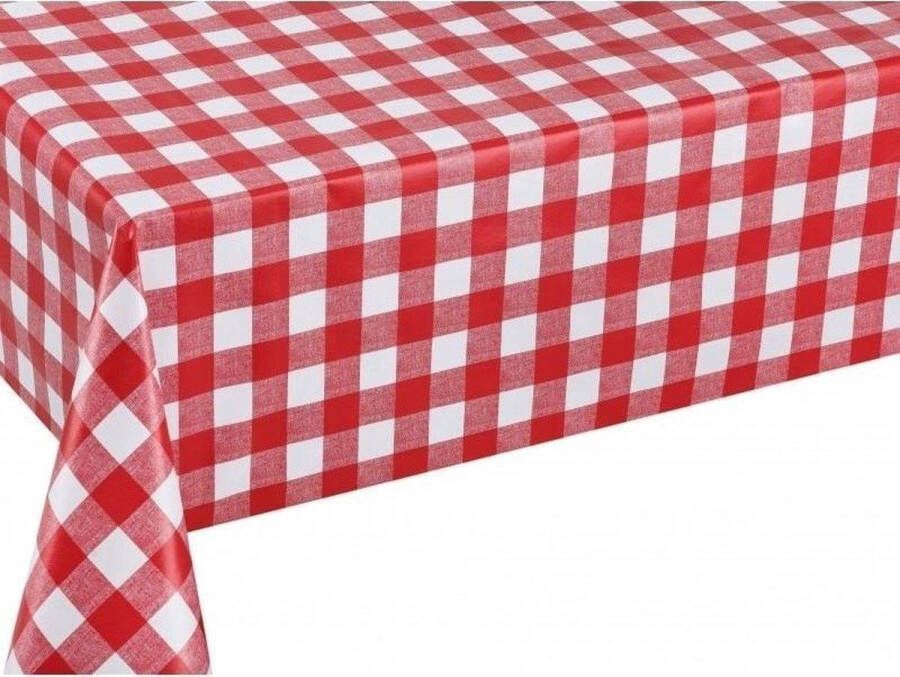 Buiten tafelkleed tafelzeil boeren ruit rood wit 140 x 240 cm rechthoekig Tuintafelkleed tafeldecoratie met ruitjes