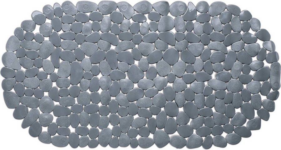 Wicotex Grijze anti-slip badmat 68 x 35 cm ovaal Badkuip mat Schimmelbestendig Anti-slip grip mat voor douche bad