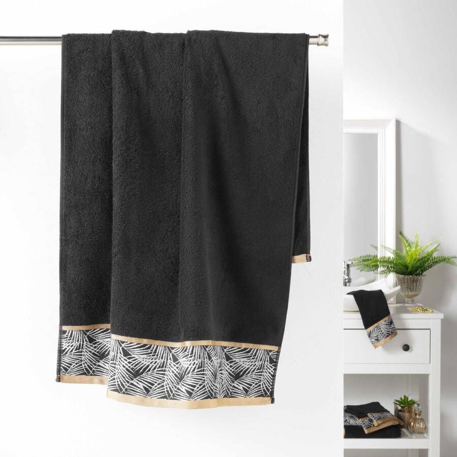 Wicotex Handdoek Badhanddoek Orbella 90x150cm kleur zwart 100% katoen