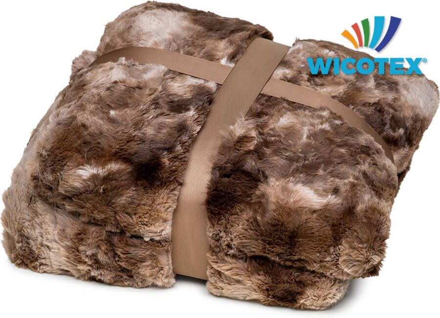 Wicotex -Plaid-deken-Fleece Plaid Buffy Bruin gemêleerd 150x200cm-Zacht en warme Fleece deken Plaidfleece