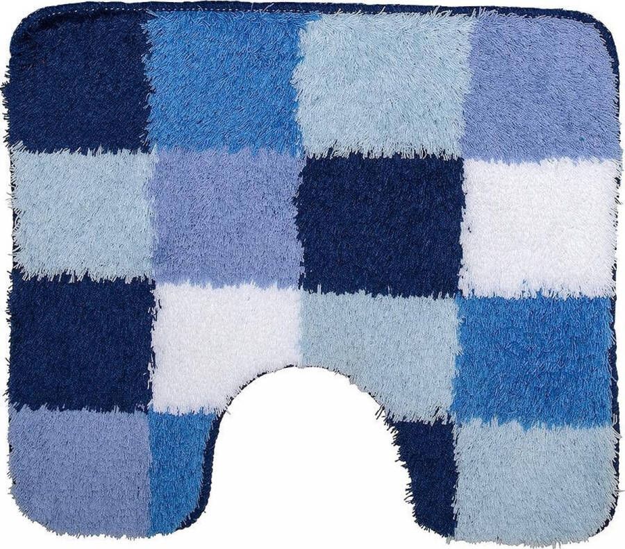 Wicotex Toiletmat 50x60 cm. Acryl blokken wit blauw 6381-2038