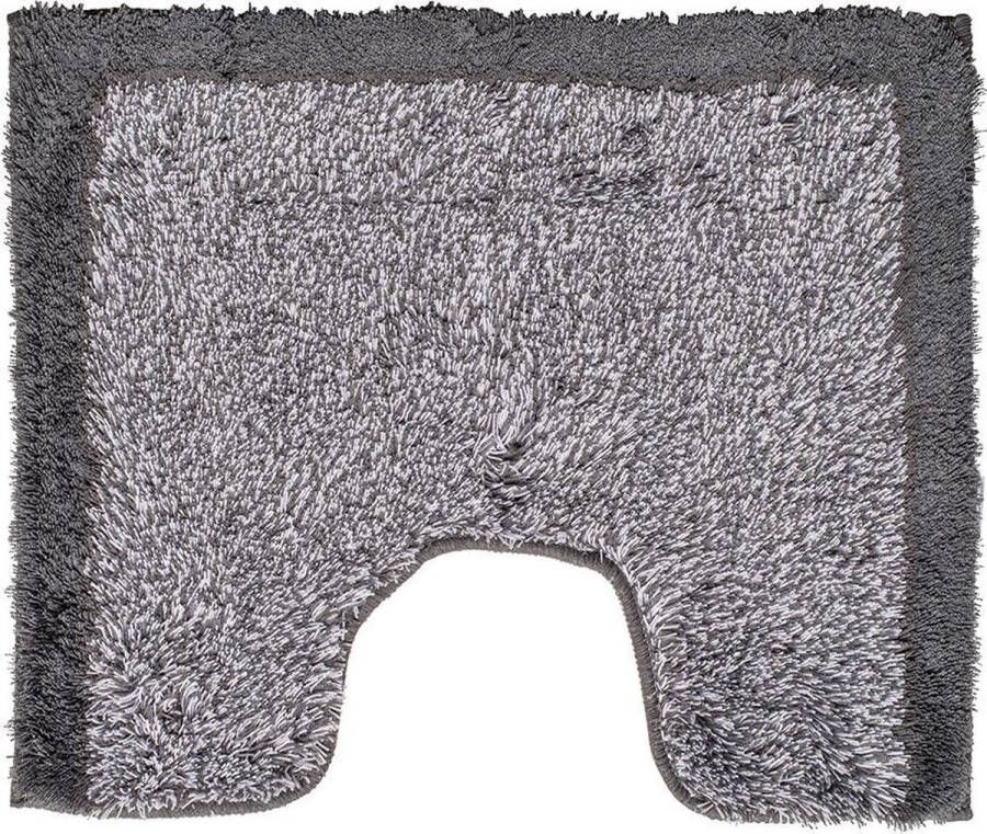 Wicotex Toiletmat grijs met zwarte rand-Antislip onderkant-WC mat-met uitsparing