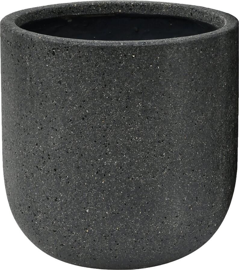 Wicotex Bloempot Alicante Bowl Bloempotten Kleur Zwart Afmeting 65x68cm Gemaakt van Steen Voor binnen en buiten gebruik