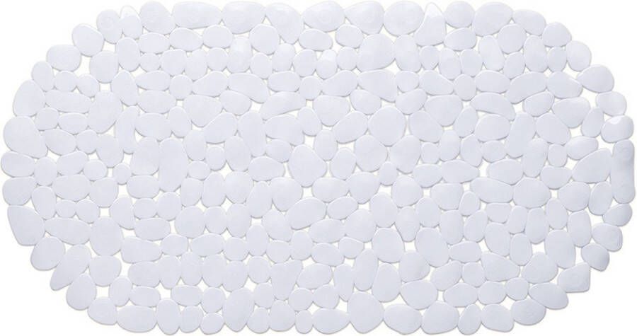 Wicotex Witte anti-slip badmat 68 x 35 cm ovaal Badkuip mat Schimmelbestendig Anti-slip grip mat voor douche bad