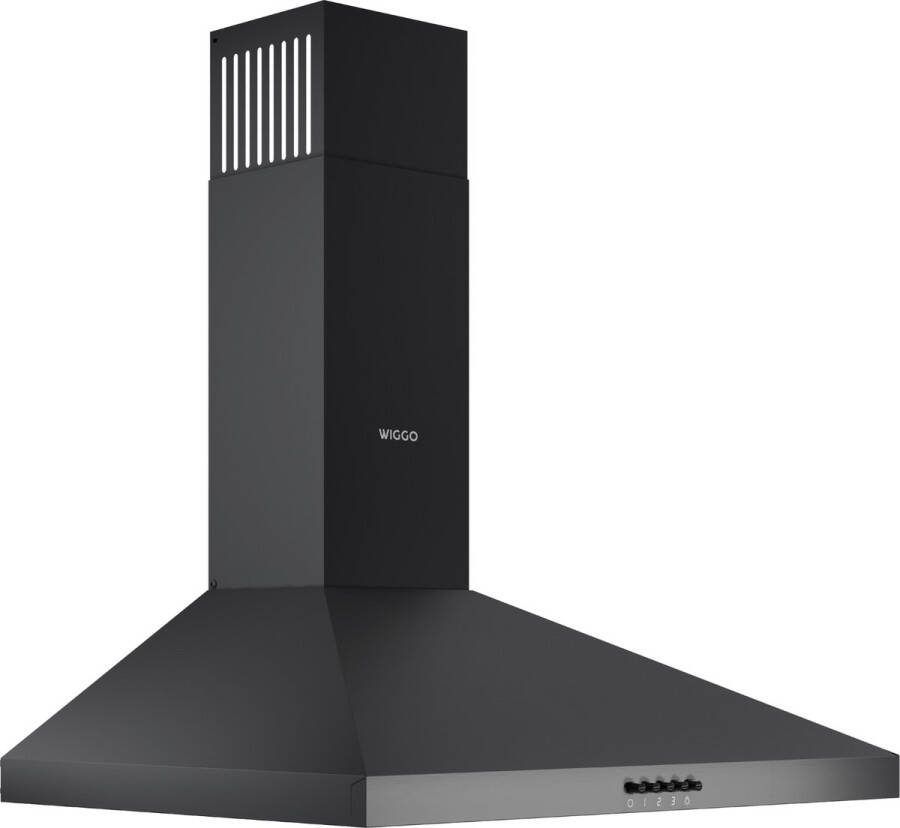Wiggo WE-A630P(B) Wandschouw Afzuigkap 60 cm 680m³ h 3 standen Energieklasse A Zwart- Koolstoffilters meegeleverd