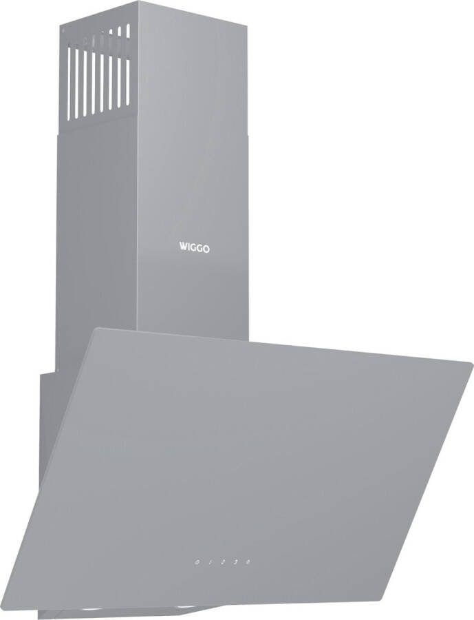 Wiggo WE-A641G(G) Schuine afzuigkap 60 cm 650 m³ h 4 standen Energieklasse A Grijs Glas Koolstoffilters meegeleverd