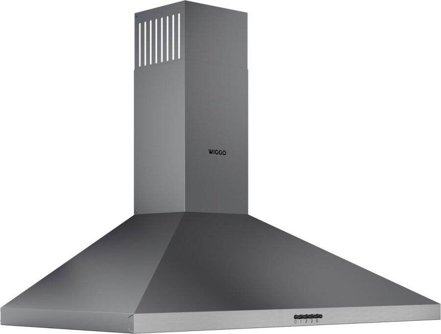 Wiggo WE-A930P(G) Wandschouw Afzuigkap 90cm 695m³ h 3 standen Energieklasse A Grijs Koolstoffilters meegeleverd