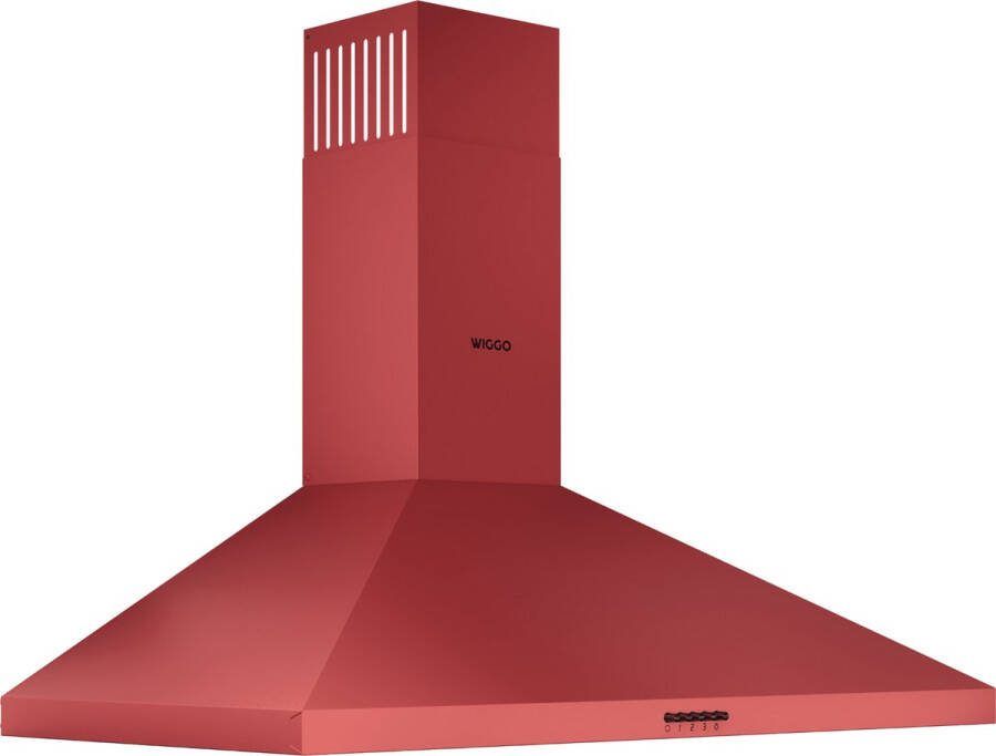 Wiggo WE-A930P(R) Wandschouw Afzuigkap 90cm 695m³ h 3 standen Energieklasse A Rood Koolstoffilters meegeleverd