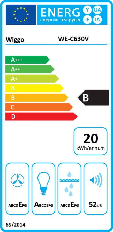 Wiggo WE-C630V(W) Onderbouw Afzuigkap 60 cm 200 m³ h LED klasse B 5 jaar garantie Wit