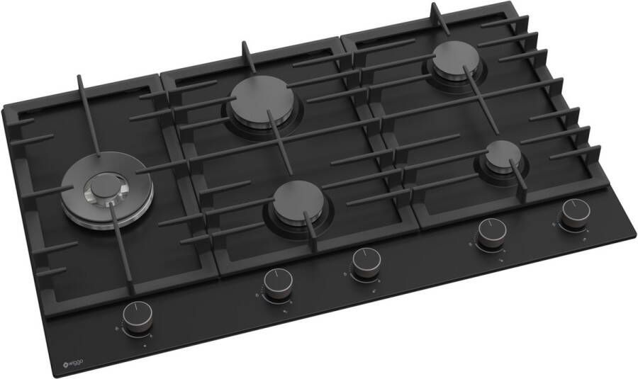 Wiggo WH-G935RR(B) Inbouw gaskookplaat met Wok 90cm Zwart