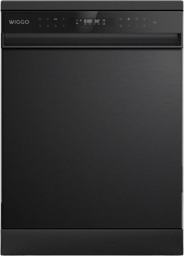Wiggo WD-6148C(BX) Vrijstaande Vaatwasser 60cm 14 Couverts 6 wasprogramma's Energielabel B 5 jaar garantie Zwart Rvs