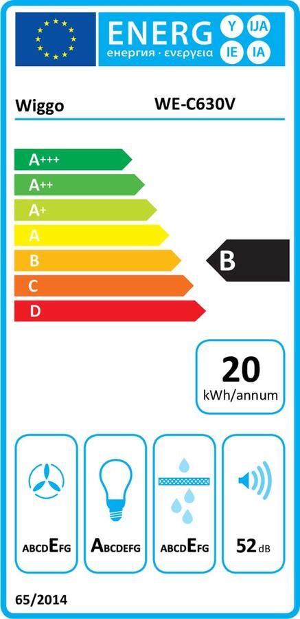 Wiggo WE-C630V(B) Onderbouw Afzuigkap 60 cm 200 m³ h LED klasse B 5 jaar garantie Zwart