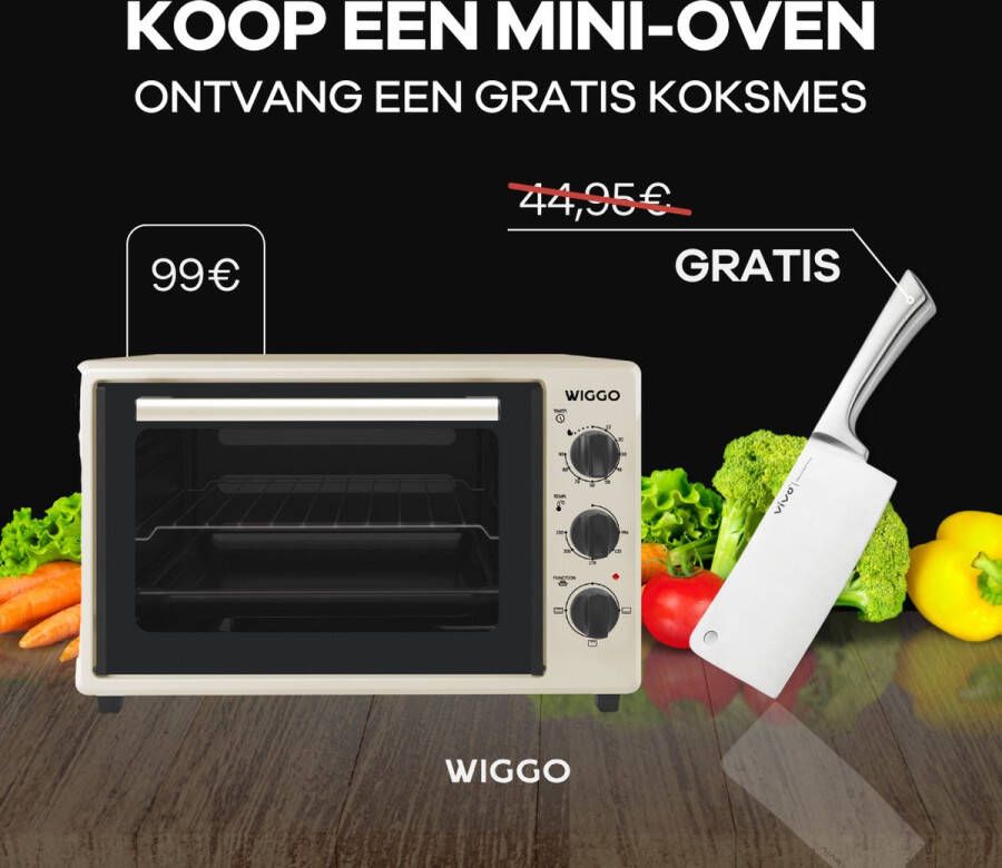 Wiggo WMO-E353(C) Vrijstaande Mini Oven 35 liter 1800 Watt Timer Creme