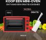 Wiggo WMO-E353(R) Vrijstaande Mini Oven 35 liter 1800 Watt Timer Rood Tijdelijk een gratis koksmes van Villeroy & Boch ter waarde van 44 95€ bijgeleverd! - Thumbnail 3