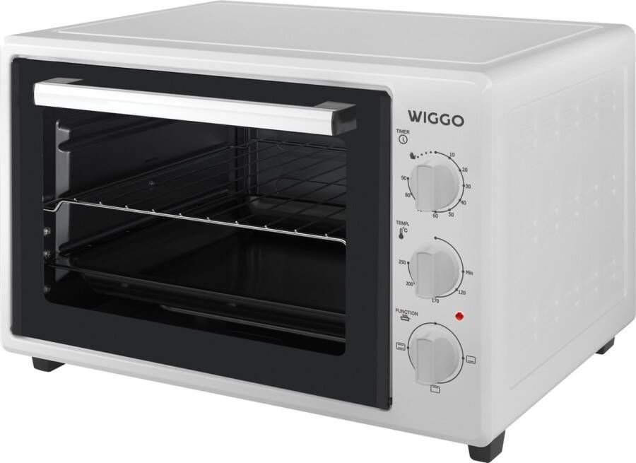 Wiggo WMO-E353(W) Vrijstaande Mini Oven 35 liter 1800 Watt Timer Wit Tijdelijk een gratis koksmes van Villeroy & Boch ter waarde van 44 95€ bijgeleverd!