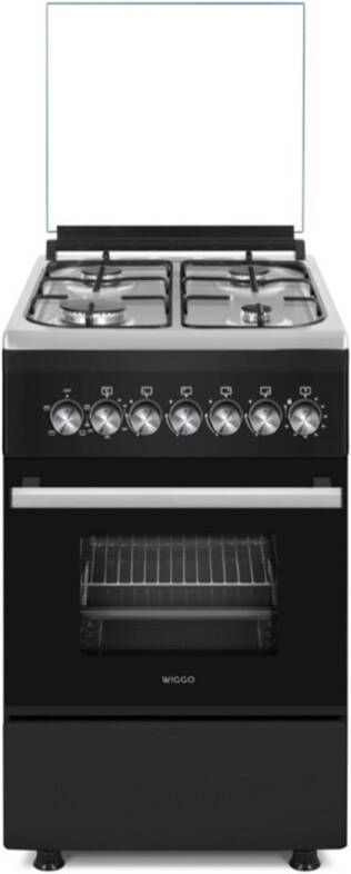 Wiggo WO-E505R(BX) Serie 5 50 cm Gasfornuis met oven Zwart Rvs