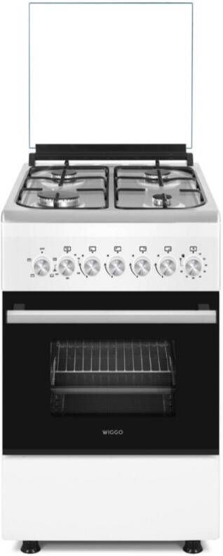 Wiggo WO-E505R(WX) Serie 5 50 cm Gasfornuis met oven Wit Rvs