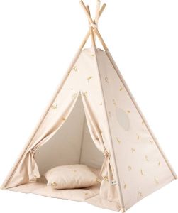 Wigiwama Tipi Tent Speeltent Kinderkamer Beige Tiger Speeltent voor Kinderen Kindertent Indianentent Wigwam 100x100x120cm