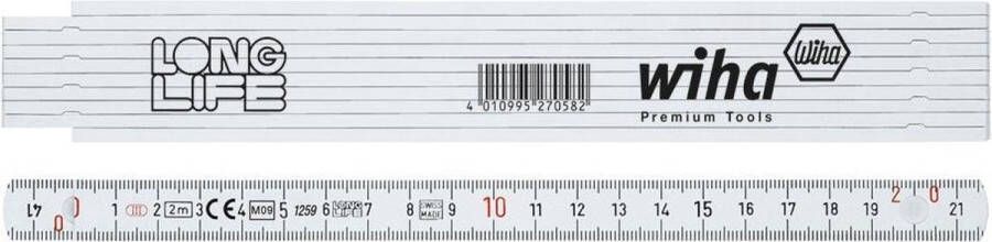 Wiha Duimstok longlife 410 2000 metrisch 10 delen ( geel ) 15mm 2 meter 27058