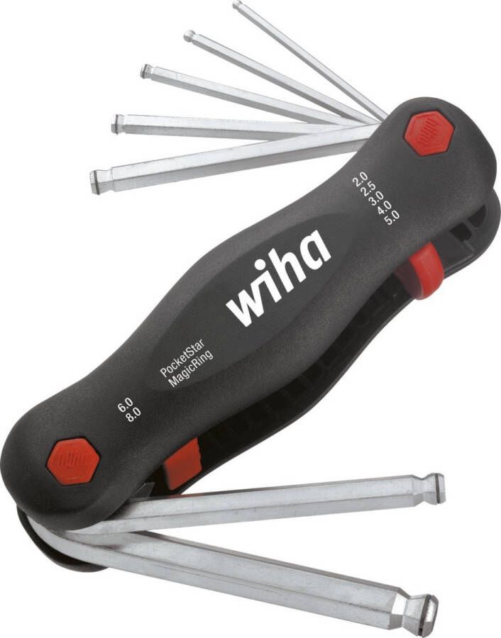 Wiha Multitool PocketStar Zeskantkogelkop MagicRing 7-delig SB-versie met euroslot ophanger 23033