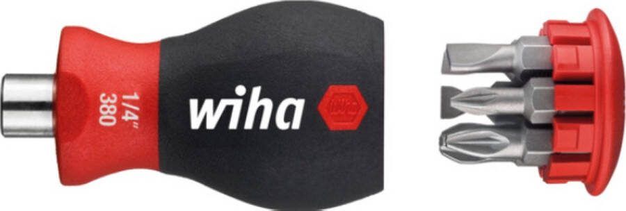 Wiha Schroevendraaier met bitmagazijn magnetisch sleufkop Pozidriv met 6 bits Stubby 1 4 33764