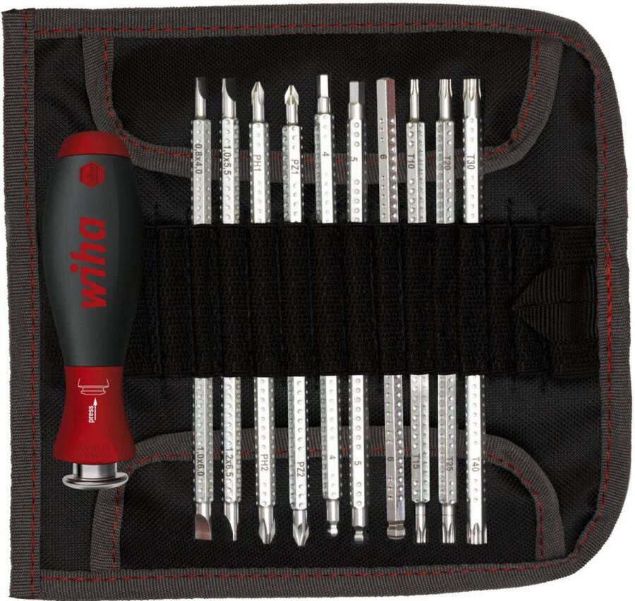 Wiha Schroevendraaier met wisselschachtenset SYSTEM 6 assorti 12-delig incl. roletui 03591