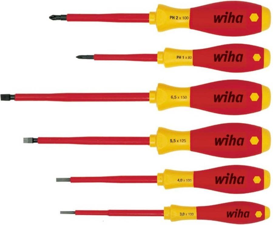Wiha schroevendraaier SoftFinish electric sleufkop Phillips-schroevendraaierset 6-delig 00833