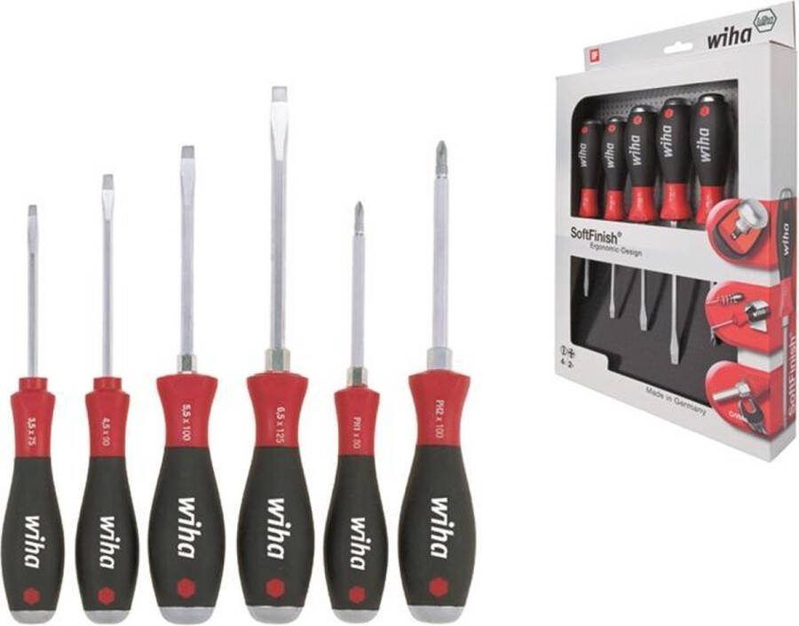 Wiha SoftFinish sleufkop Phillips-schroevendraaierset 530 HK6 6-delig 21250